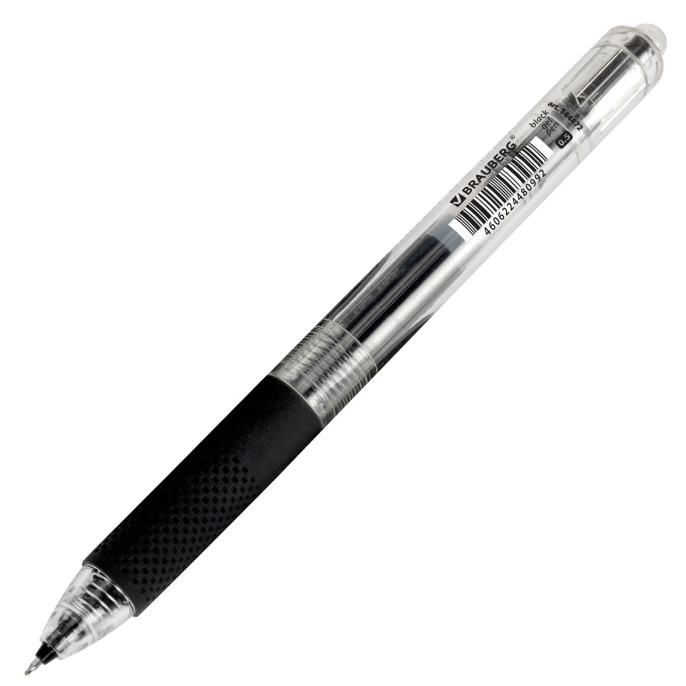 Ручка гелевая автоматическая BRAUBERG "X-WRITER 1700" УВЕЛИЧЕННАЯ ДЛИНА ПИСЬМА 1700 м, ЧЁРНАЯ, игольчатый узел 0,5 мм, линия 0,35 мм, 144472