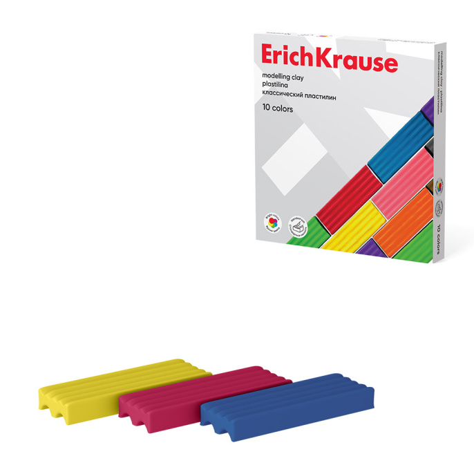 Пластилин классический ErichKrause 10 цветов, 160 г (в коробке 10 шт)