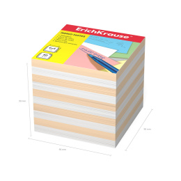 Бумага для заметок ErichKrause, 90x90x90 мм, 2 цвета: белый, персиковый