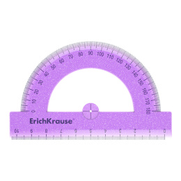 Транспортир пластиковый ErichKrause Блёстки, 180°/10см, ассорти (в коробке-дисплее по 20 шт)