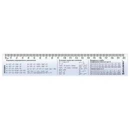 Линейка пластиковая 20 см BRAUBERG, справочная, алгебра, 210896
