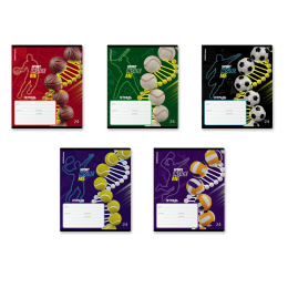 Тетрадь школьная ученическая ErichKrause ДНК спорта, 24 л., линейка, выборочный УФ-лак+конгрев (в плёнке по 10 шт.)_МИКС