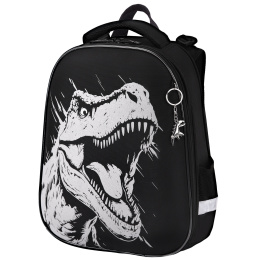 Ранец BRAUBERG SHINY, 2 отделения, с брелком, Scary dino, СВЕТЯЩИЙСЯ РИСУНОК, 38х28х14 см, 273143