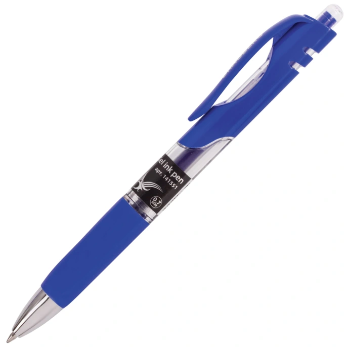 BRAUBERG "Black Jack" тұмауы бар автоматты гельді қалам, көк, үшбұрышты, түйін 0,7 мм, жазу сызығы 0,5 мм, 141551