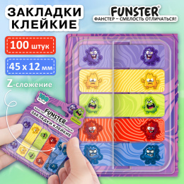 Бетбелгілер жабысқақ Z-FUNSTER (FUNSTER) "құбыжықтар", 45х12 мм, 100 дана, (5 түсті x 20 парақ), диспенсерде, 116701