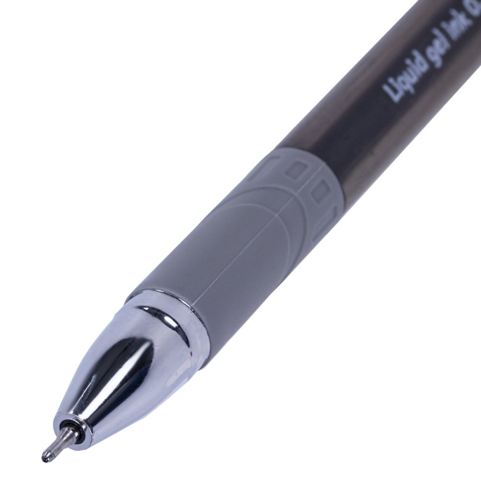 Ручка гелевая с грипом BRAUBERG "Max-Oil Gel", ЧЕРНАЯ, игольчатый узел 0,5 мм, линия письма 0,3 мм, 144260