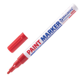 Маркер-лак бояуы (paint marker) 2 мм, қызыл, НИТРО негізі, алюминий корпусы, BRAUBERG PROFESSIONAL PLUS, 151440