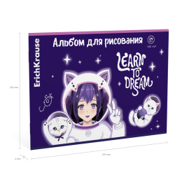 Ғарыштағы ErichKrause Аниме қапсырмасына сурет салу альбомы, A4, 24 парақ