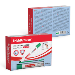 Маркер для досок ErichKrause W-170, цвет чернил зеленый (в коробке по 12 шт.)