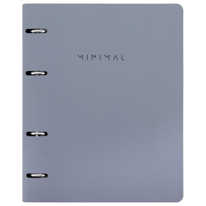 Тетрадь на кольцах А5, 175х215 мм, 120 л., под кожу, BRAUBERG VISTA, "Minimal", серый, 405216