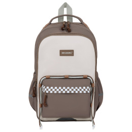 Рюкзак BRAUBERG STYLE, 2 отделения, 4 кармана, "Brown checks", коричневый, 40х26х15 см, 274412