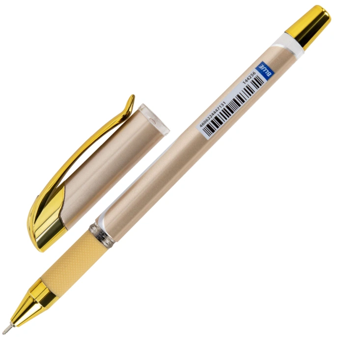 Ручка шариковая масляная с грипом BRAUBERG "Delta Plus Gold", СИНЯЯ, пишущий узел 0,7 мм, линия письма 0,35 мм, 144256