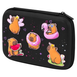 Пенал BRAUBERG KIDS большой, удобный, с откидной планкой, EVA, 22х15х4 см, "Chilling capybaras", 274607