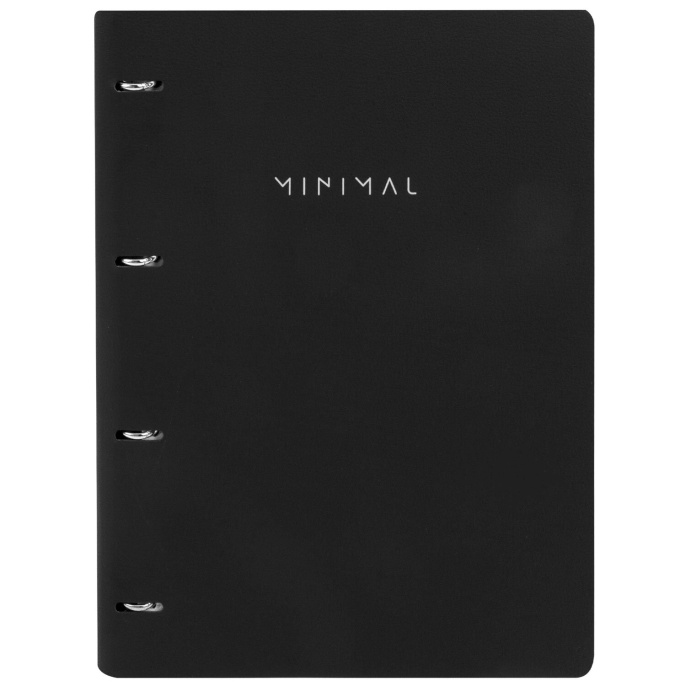 Тетрадь на кольцах БОЛЬШАЯ А4, 240х310 мм, 120 л., под кожу, BRAUBERG VISTA, "Minimal", черный, 405203