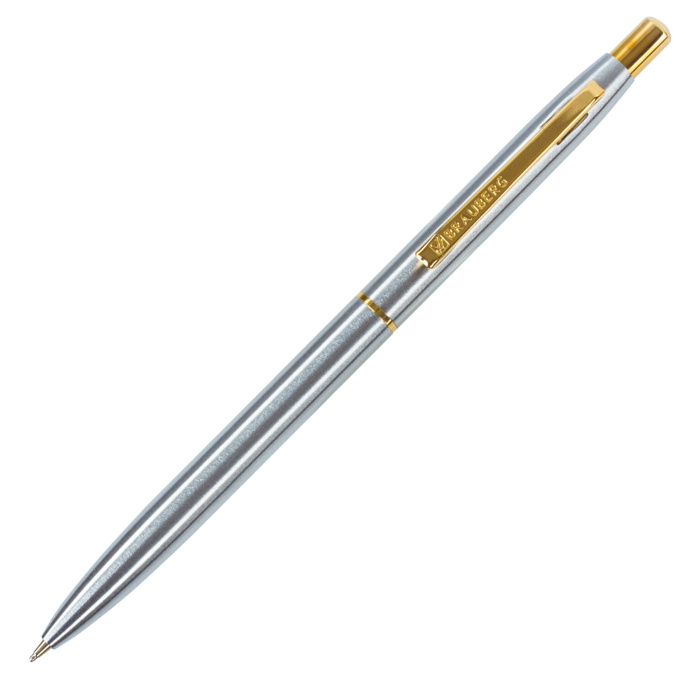 Brauberg brioso сыйлық шарикті қалам, көк, алтын бөлшектері бар күміс корпус, жазу сызығы 0,5 мм, 143463