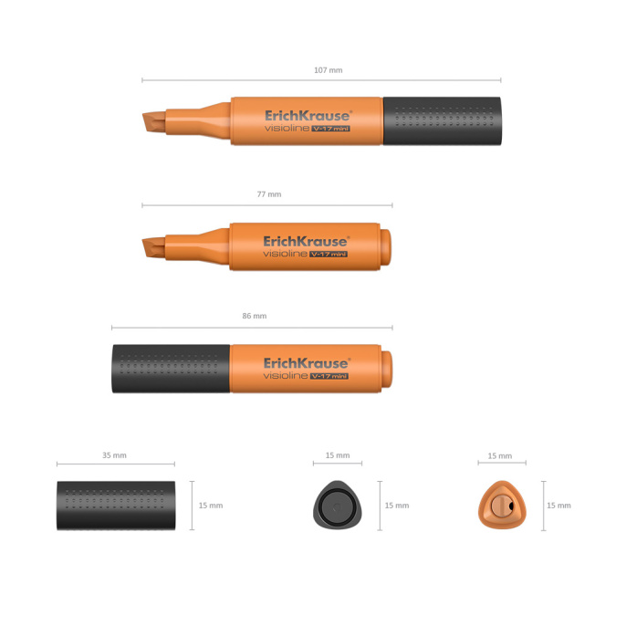 Маркер для выделения текста ErichKrause VisioLine® V-17 Мини Неон, цвет чернил оранжевый (в коробке-дисплее по 24 шт.)