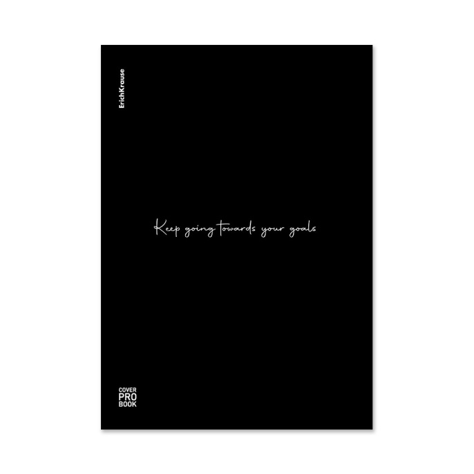 Тетрадь общая ученическая с пласт. обл. на скобе ErichKrause CoverProBook® Слова, текстура песок, черный, А4, 48 л., клетка_МИКС