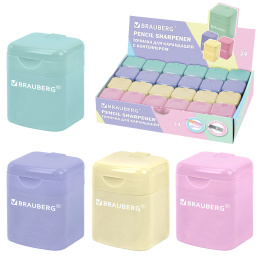 Точилка кросс-серия "PASTEL", с контейнером, корпус ассорти, BRAUBERG, 273255