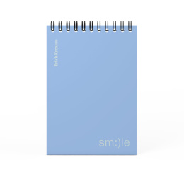 Блокнот с пласт. обл. на спирали ErichKrause Символ, текстура песок, голубой, A6, 80 л., клетка