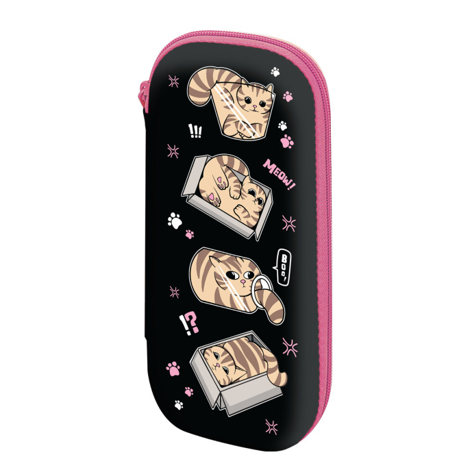 Пенал ЮНЛАНДИЯ, 1 отделение, 1 откидная планка, карман, EVA-покрытие soft-touch, 22х10х5 см, "Box cats", 274569