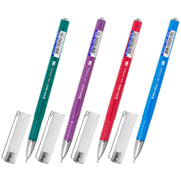 Ручка шариковая масляная BRAUBERG "ONE MOMENT COLOR", СИНЯЯ, корпус ассорти, В ДИСПЛЕЕ, игольчатый узел 0,7 мм, линия письма 0,35 мм, 143003