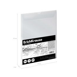 ErichKrause пластикалық қалтасындағы сызу қағазы, A4, 10 л., тік жақтау