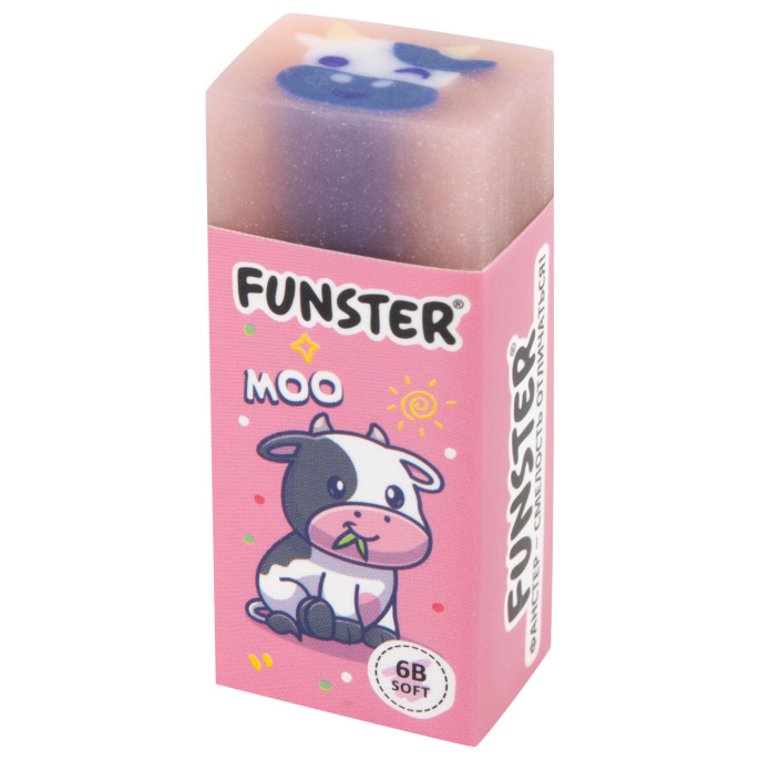 Ластик FUNSTER (ФАНСТЕР) "PETS", 50х21х16 мм, прямоугольный, картонный держатель, экологичный ПВХ, ассорти, 272725