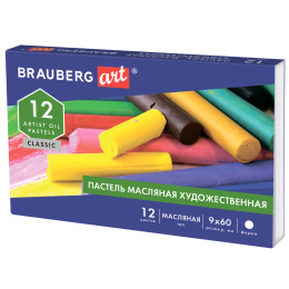 Пастель майлы өнер BRAUBERG ART CLASSIC, 12 түсті, дөңгелек қима, 181447