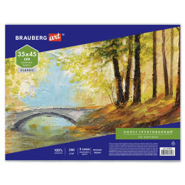 BRAUBERG ART Classic картонындағы кенеп, 35х45 см, праймер, 100% мақта, ұсақ астық, 191020
