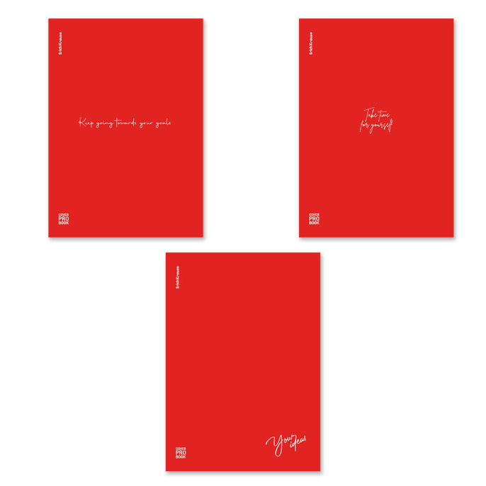 Тетрадь общая ученическая с пласт. обл. на скобе ErichKrause CoverProBook® Слова, текстура песок, красный, А4, 48 л., клетка_МИКС