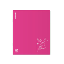 Тетрадь общая ученическая с пласт. обл. на скобе ErichKrause CoverProBook® Силуэт, текстура песок, розовый, А5+, 48 л., клетка_МИКС
