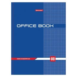 Книга канцелярская 80 л., клетка, твердая, глянцевая, блок офсет, А4 215х295 мм, BRAUBERG, 130065