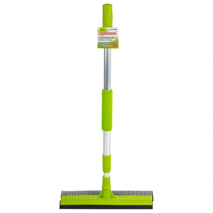 Окномойка ЛЮБАША, алюминиевая телескопическая ручка 50-90 см, рабочая часть 25 см (стяжка, губка, ручка), 603613