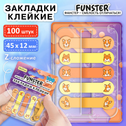 Бетбелгілер жабысқақ Z-FUNSTER (FUNSTER) "Корги", 45х12 мм, 100 дана, (5 түсті х 20 парақ), диспенсерде, 116695