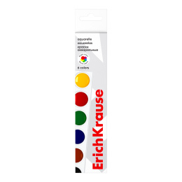 Краски акварельные ErichKrause 6 цветов (в коробке с европодвесом)
