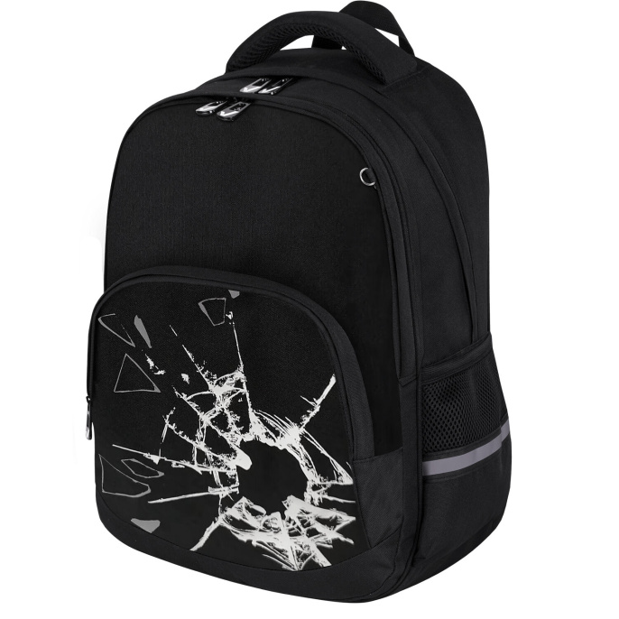 Рюкзак BRAUBERG SOFT, 2 отделения, 3 кармана, "Broken glass", СВЕТЯЩИЙСЯ, 40х31х15 см, 274402