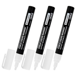 Бор маркерлері CHALK LIQUID MARKER, ақ, 3 дана, 3 мм, сыйлық жапсырмалары, BRAUBERG, 152595