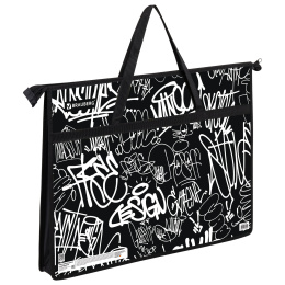 Папка для рисунков и чертежей с ручками BRAUBERG А3, пластик, молния сверху, "Graffiti", 272233
