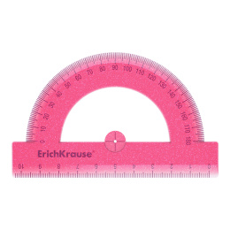 Транспортир пластиковый ErichKrause Блёстки, 180°/10см, ассорти (в коробке-дисплее по 20 шт)