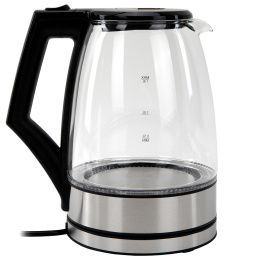 Чайник электрический SONNEN KT-1807, 1,8 л, 2200 Вт, термостойкое стекло, внутренняя подсветка синяя, нержавеющая сталь, 455140
