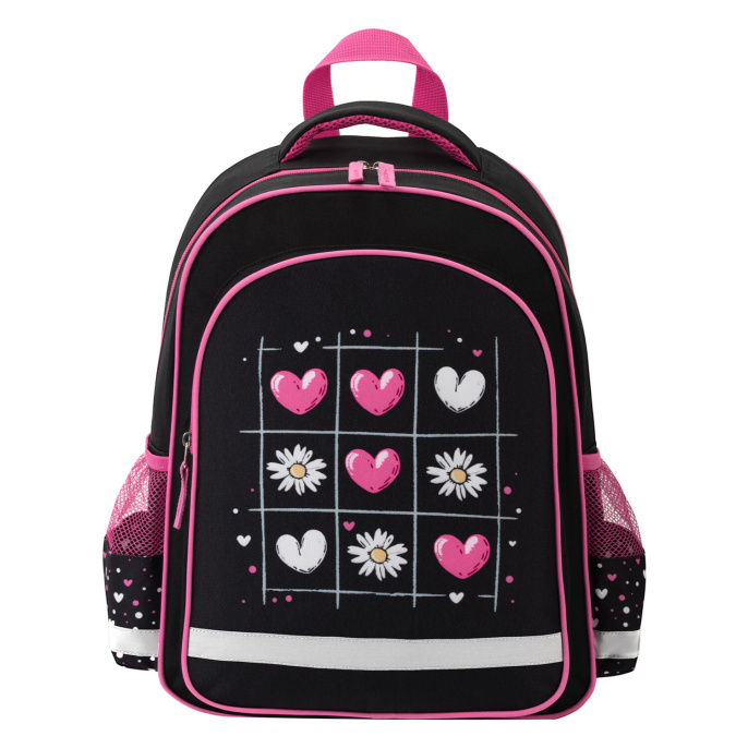 Рюкзак ПИФАГОР SCHOOL, 1 отделение, 3 кармана, "Tic-tac-love", 38x28х14 см, 274438