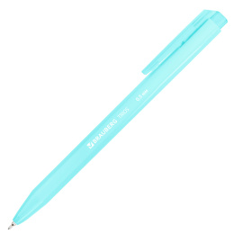 Ручка шариковая автоматическая BRAUBERG "TRIOS PASTEL COLOR", СИНЯЯ, корпус ассорти, пишущий узел 0,5 мм, линия письма 0,3 мм, 144496