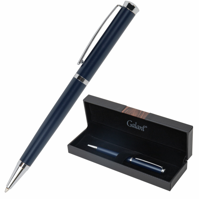 Galant "Ricardo" сыйлық шарикті қаламы, корпусы қара көк, бөлшектері күміс, түйіні 0,7 мм, жазу сызығы 0,5 мм, көк, 144168