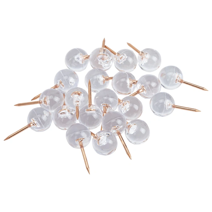 Силовые кнопки-гвоздики BRAUBERG CLEAR & GOLD, прозрачные с золотистым (шарики), 100 штук, 11 мм, 272760