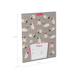 Тетрадь школьная ученическая ErichKrause Мопс на каникулах, 24 л., клетка (в плёнке по 10 шт.)