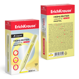 Маркер для выделения текста с жидкими чернилами ErichKrause VisioLine® V-14 Пастель, цвет чернил желтый (в коробке по 10 шт.)