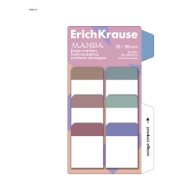 Клейкие закладки пластиковые ErichKrause Аниме, 25X38 мм, 60 листов, 6 цветов