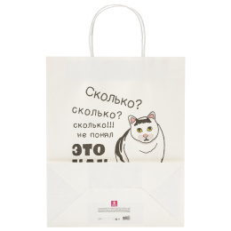Пакет подарочный (1 штука) 26х13х32 см (L) "Сколько?", крафт, ЗОЛОТАЯ СКАЗКА, 700856