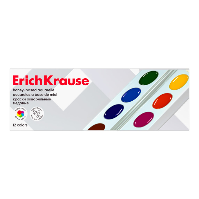 Краски акварельные ErichKrause медовые 12 цветов (в коробке)