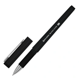 Ручка гелевая с грипом BRAUBERG "BLACK VIVID", ЧЕРНАЯ, корпус SOFT-TOUCH, пишущий узел 0,5 мм, линия письма 0,35 мм, 144541